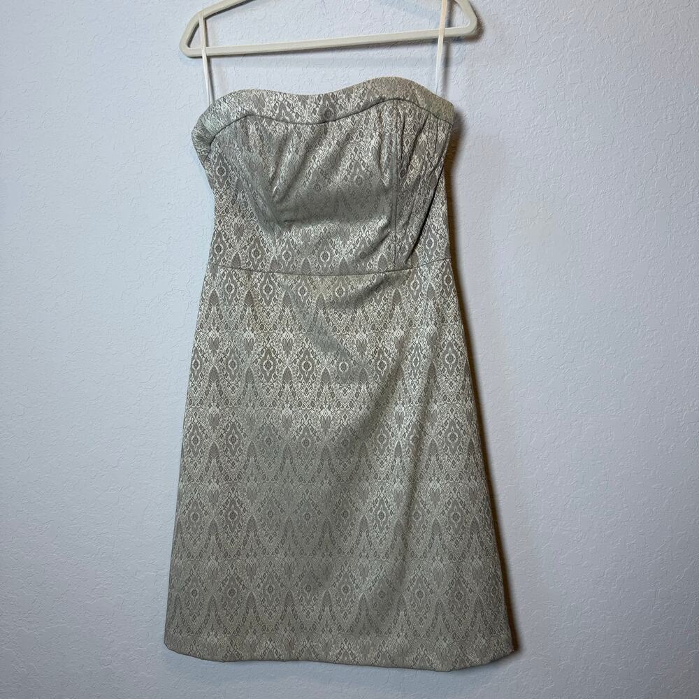 White House Black Market Brocade Strapless Dress Pale Gold Size‎ 12 NEW